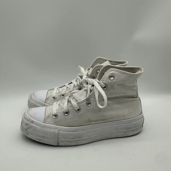 Womens Size 8 Converse Chuck Taylor All Star Platform Chucks Lift White Hi Top - Picture 4 of 9